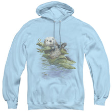 Load image into Gallery viewer, Wildlife Kelp Cradle Otters Mens Hoodie Light Blue
