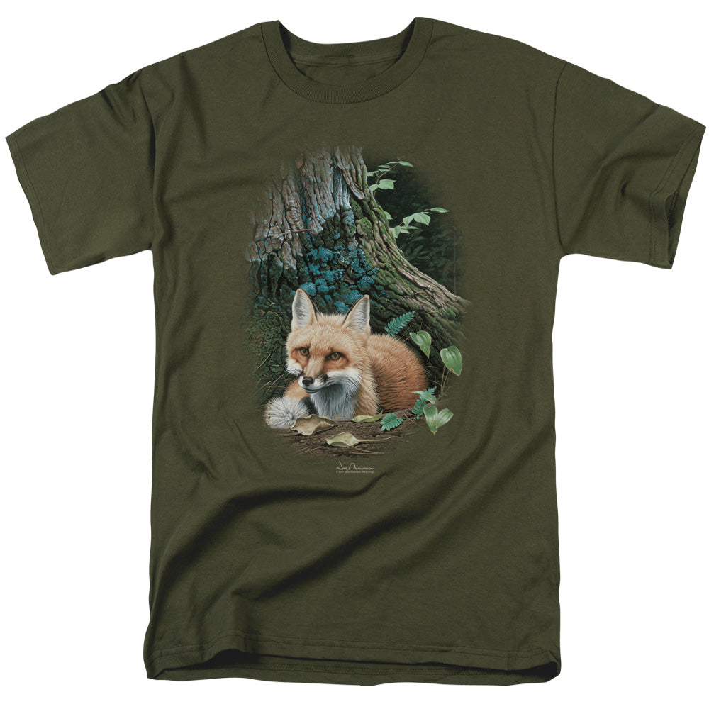 Wildlife Cozy Retreat Mens T Shirt Military Green