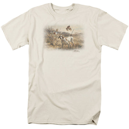Wildlife Pointer & Bobwhite Quail Mens T Shirt Cream