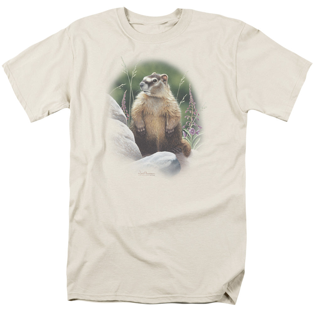 Wildlife Marmot Mens T Shirt Cream