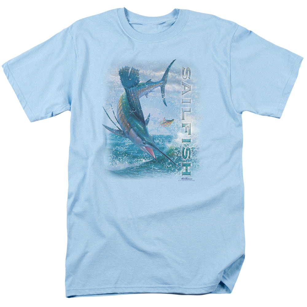 Wildlife Leaping Sailfish Mens T Shirt Light Blue