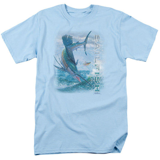 Wildlife Leaping Sailfish Mens T Shirt Light Blue