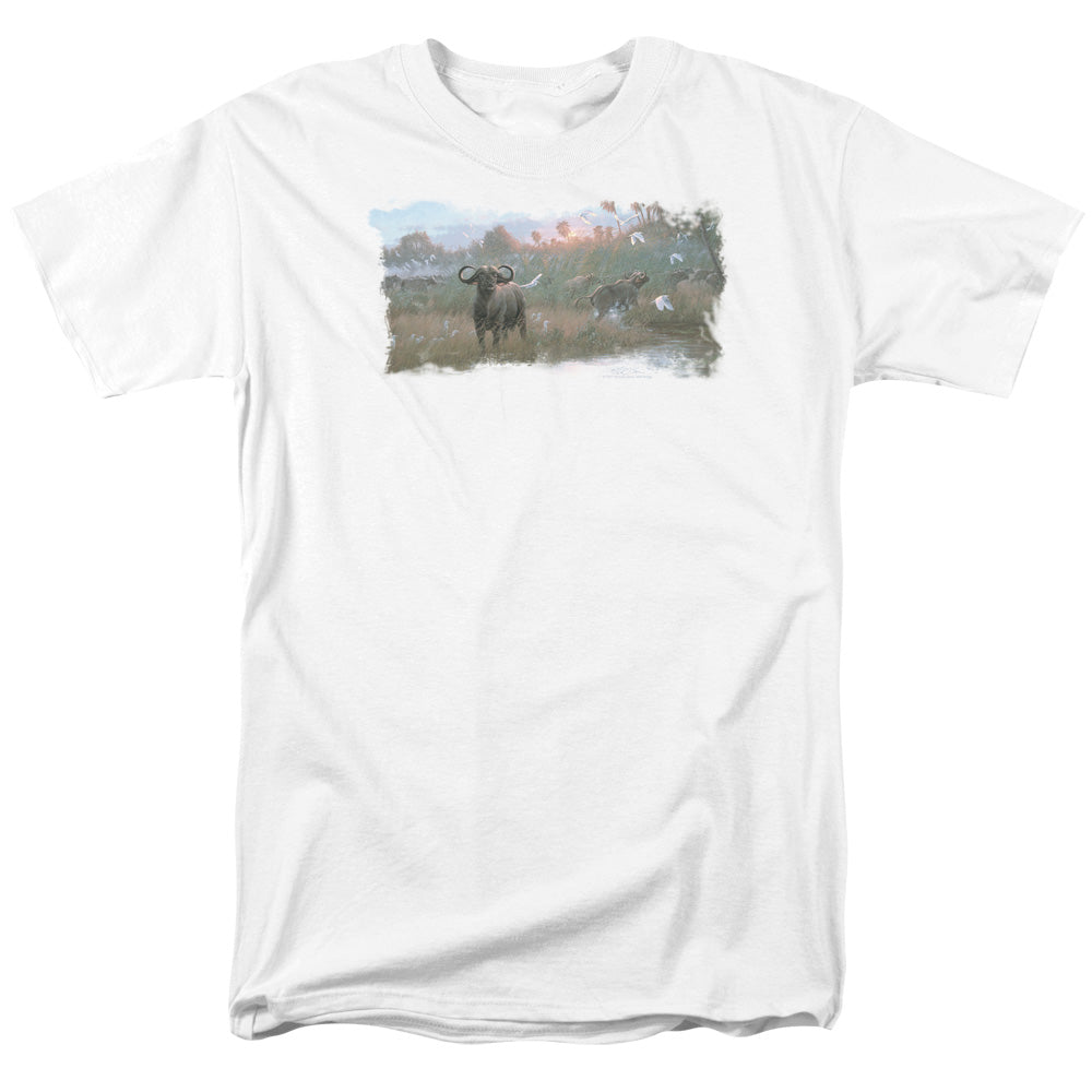 Wildlife Cape Buffalo Mens T Shirt White