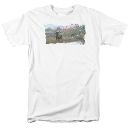 Wildlife Cape Buffalo Mens T Shirt White