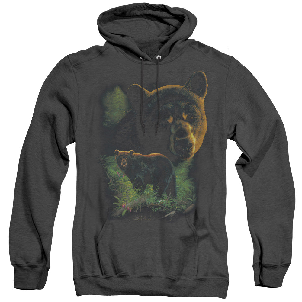 Wildlife Black Bears Heather Mens Hoodie Black