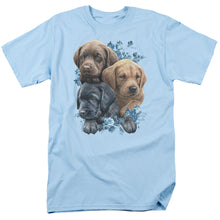 Load image into Gallery viewer, Wild Wings Puppy Pile Mens T Shirt Light Blue

