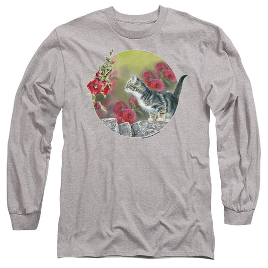Wild Wings Kitten Flowers Mens Long Sleeve Shirt Athletic Heather Officially Licensed