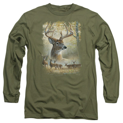 Wild Wings Bucks Mens Long Sleeve Shirt Military Green Officially Licensed