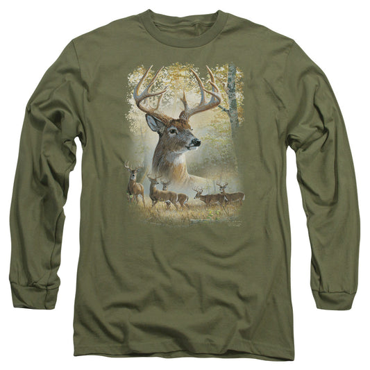 Wild Wings Bucks Mens Long Sleeve Shirt Military Green Officially Licensed