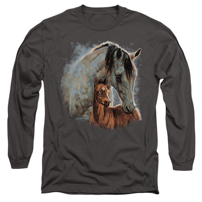 Wild Wings Painted Horses Mens Long Sleeve Shirt Charcoal Officially Licensed
