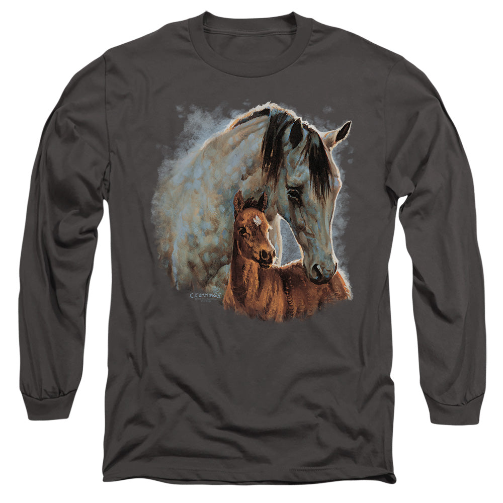Wild Wings Painted Horses Mens Long Sleeve Shirt Charcoal Officially Licensed