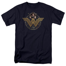 Load image into Gallery viewer, Wonder Woman Movie Power Stance And Emblem Mens T Shirt Navy

