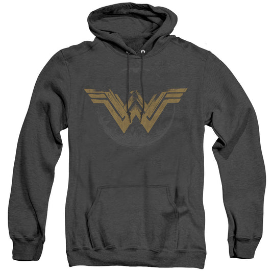 Wonder Woman Movie Distressed Logo Heather Mens Hoodie Black