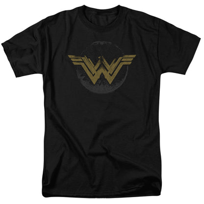 Wonder Woman Movie Distressed Logo Mens T Shirt Black