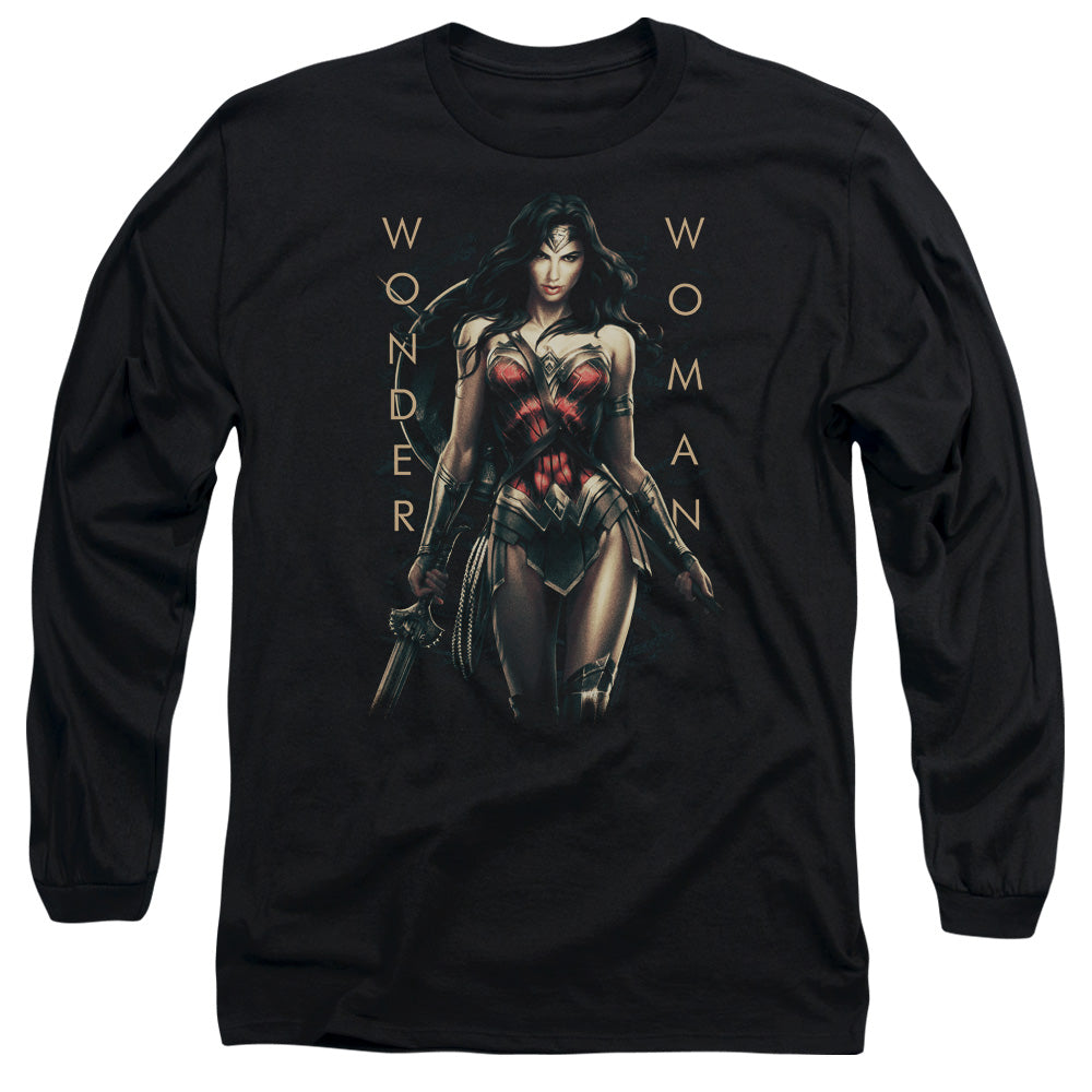 Wonder Woman Movie Armed And Dangerous Mens Long Sleeve Shirt Black