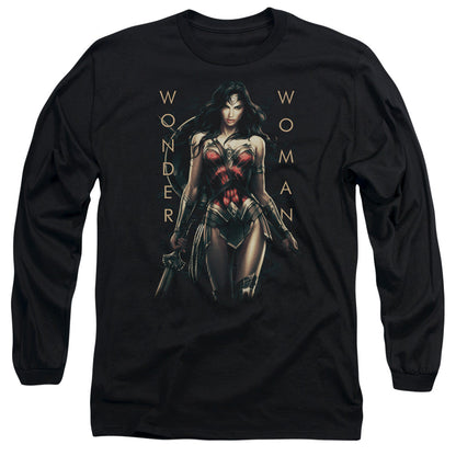 Wonder Woman Movie Armed And Dangerous Mens Long Sleeve Shirt Black Officially Licensed