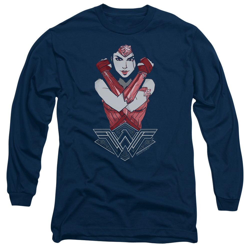 Wonder Woman Movie Amazon Mens Long Sleeve Shirt Navy Blue