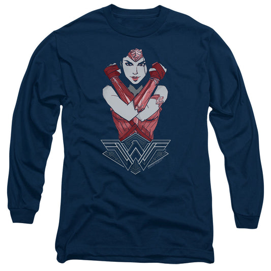 Wonder Woman Movie Amazon Mens Long Sleeve Shirt Navy Blue