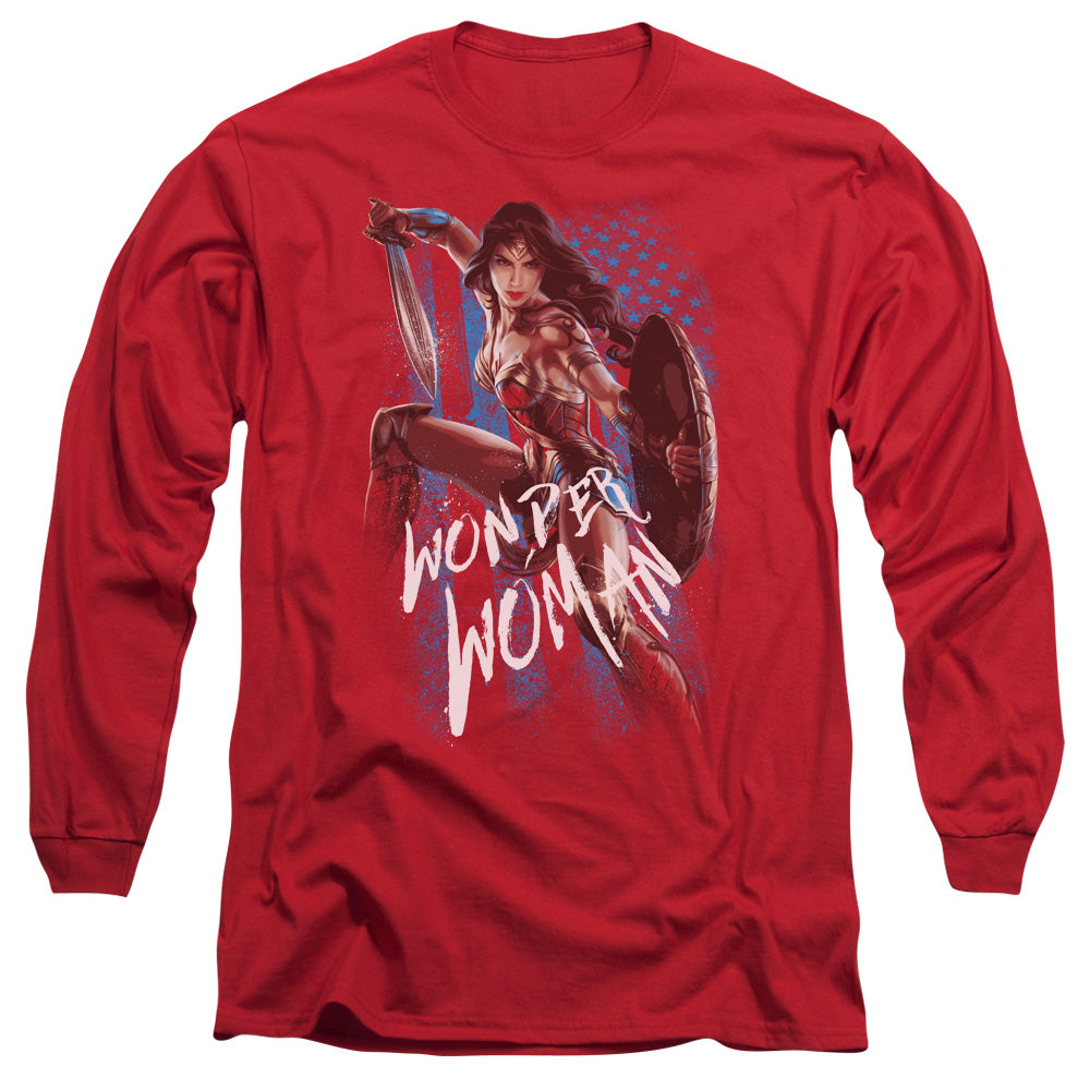 Wonder Woman Movie American Hero Mens Long Sleeve Shirt Red