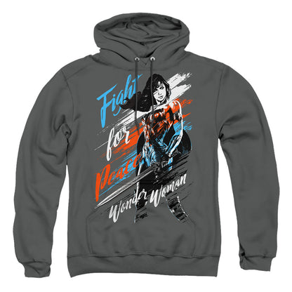 Wonder Woman Movie Fight For Peace Mens Hoodie Charcoal