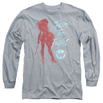 Wonder Woman Movie Freedom Fight Mens Long Sleeve Shirt Athletic Heather Officially Licensed