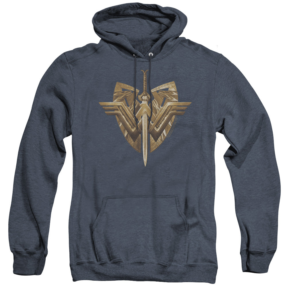 Wonder Woman Movie Sword Emblem Heather Mens Hoodie Navy Blue