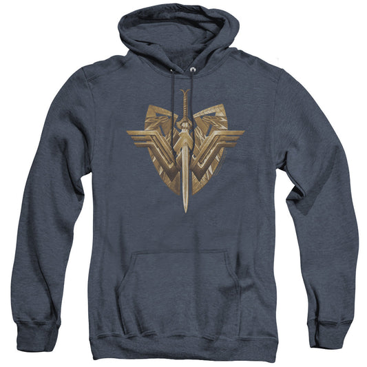Wonder Woman Movie Sword Emblem Heather Mens Hoodie Navy Blue