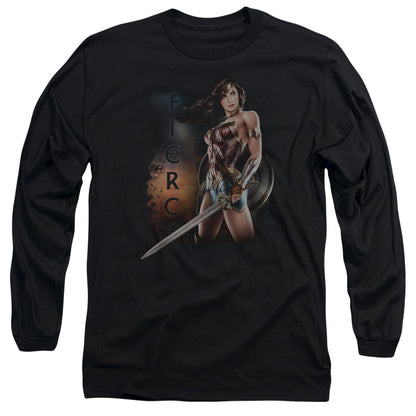 Wonder Woman Movie Fierce Mens Long Sleeve Shirt Black Officially Licensed