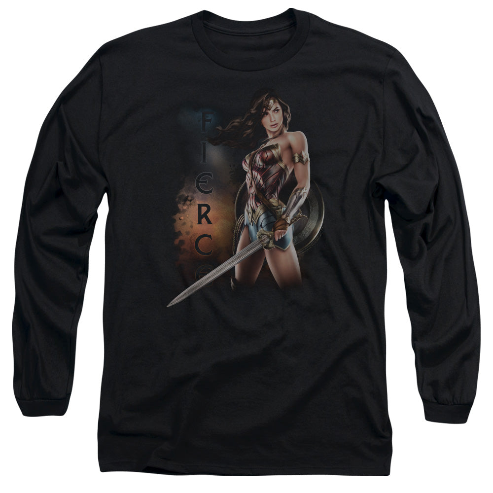 Wonder Woman Movie Fierce Mens Long Sleeve Shirt Black
