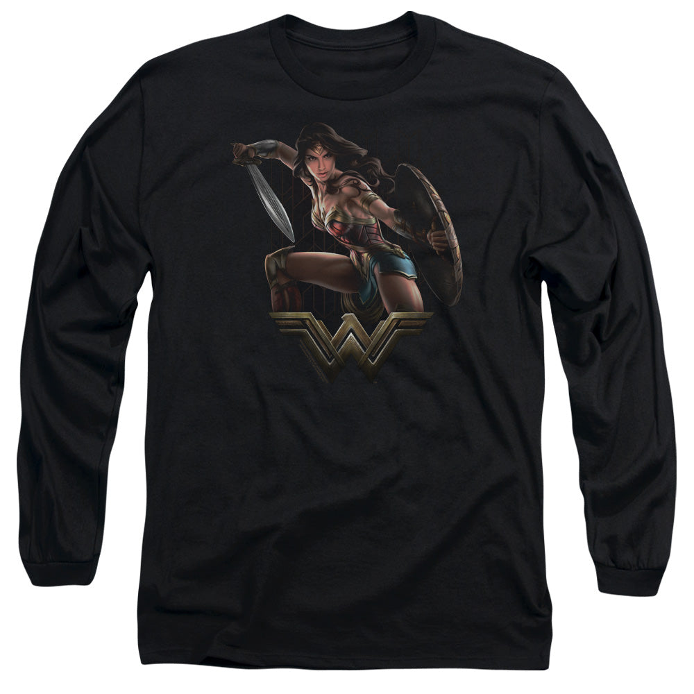 Wonder Woman Movie Fight Mens Long Sleeve Shirt Black
