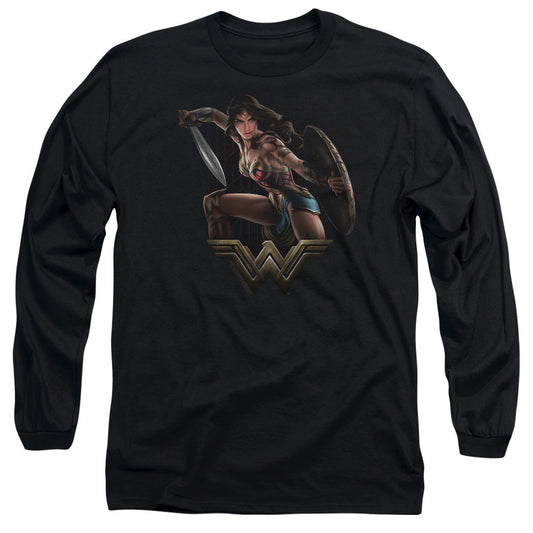 Wonder Woman Movie Fight Mens Long Sleeve Shirt Black