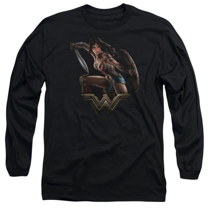 Wonder Woman Movie Fight Mens Long Sleeve Shirt Black Officially Licensed