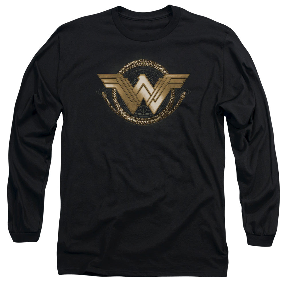 Wonder Woman Movie Lasso Logo Mens Long Sleeve Shirt Black