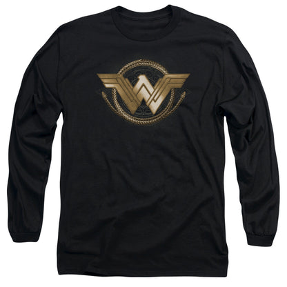 Wonder Woman Movie Lasso Logo Mens Long Sleeve Shirt Black