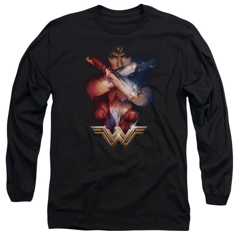 Wonder Woman Movie Arms Crossed Mens Long Sleeve Shirt Black