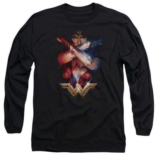 Wonder Woman Movie Arms Crossed Mens Long Sleeve Shirt Black