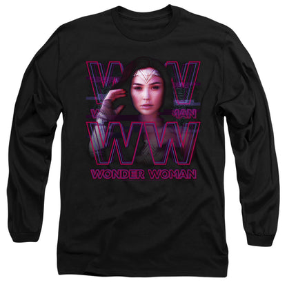 Wonder Woman 84 Vaporwave Wonder Woman Mens Long Sleeve Shirt Black Officially Licensed