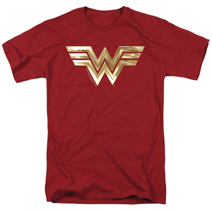 Wonder Woman 84 Golden Logo Mens T Shirt Cardinal