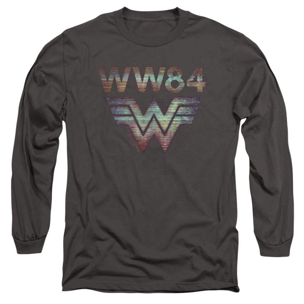 Wonder Woman 84 Static Tv Lines Mens Long Sleeve Shirt Charcoal