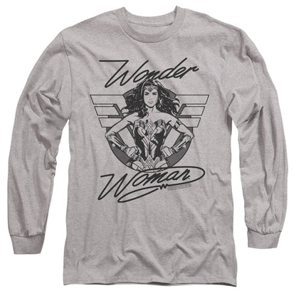 Wonder Woman 84 Determined Wonder Mens Long Sleeve Shirt Athletic Heather Officially Licensed