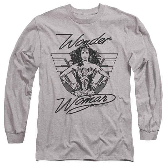 Wonder Woman 84 Determined Wonder Mens Long Sleeve Shirt Athletic Heather Officially Licensed