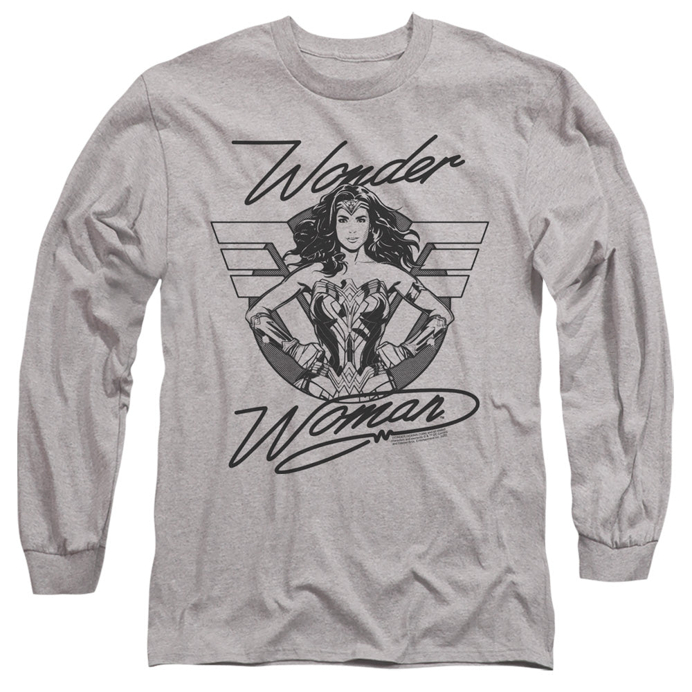 Wonder Woman 84 Determined Wonder Mens Long Sleeve Shirt Athletic Heather