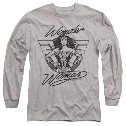 Wonder Woman 84 Determined Wonder Mens Long Sleeve Shirt Athletic Heather Officially Licensed