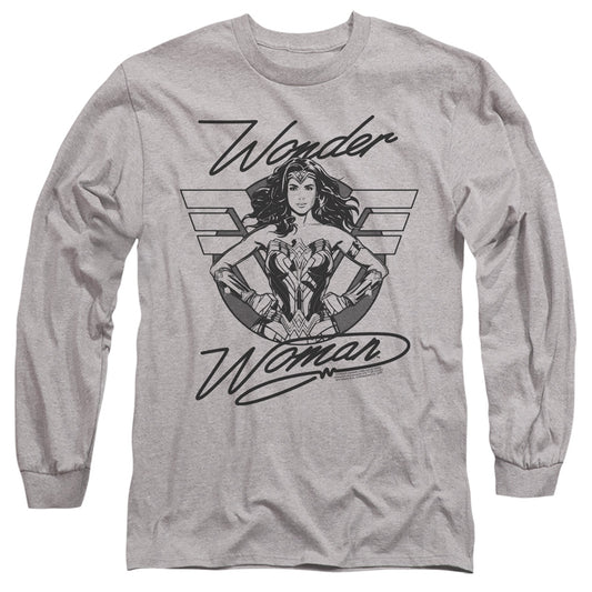 Wonder Woman 84 Determined Wonder Mens Long Sleeve Shirt Athletic Heather Officially Licensed