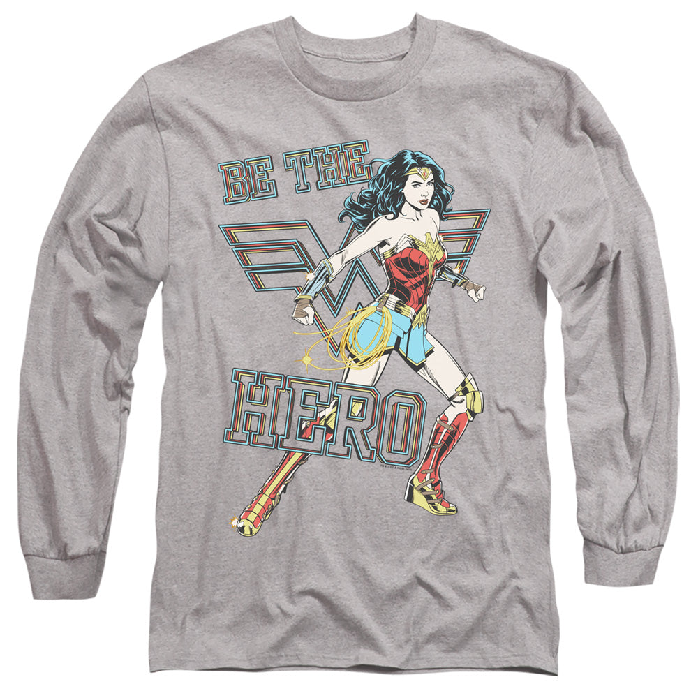 Wonder Woman 84 Be The Hero Mens Long Sleeve Shirt Athletic Heather