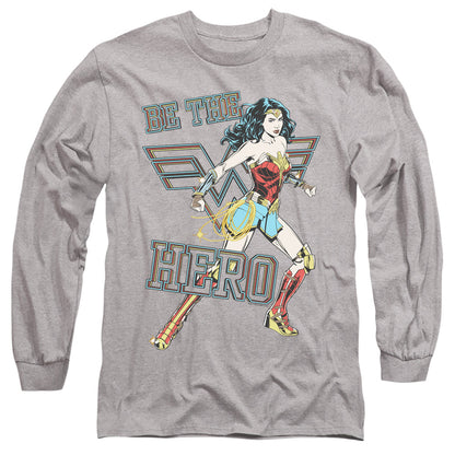 Wonder Woman 84 Be The Hero Mens Long Sleeve Shirt Athletic Heather Officially Licensed