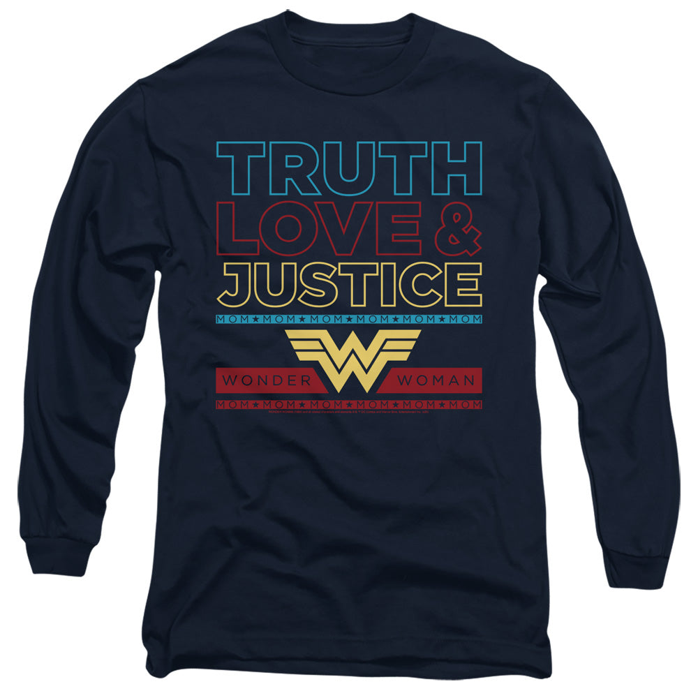 Wonder Woman 84 Truth Love Justice Mens Long Sleeve Shirt Navy Officially Licensed