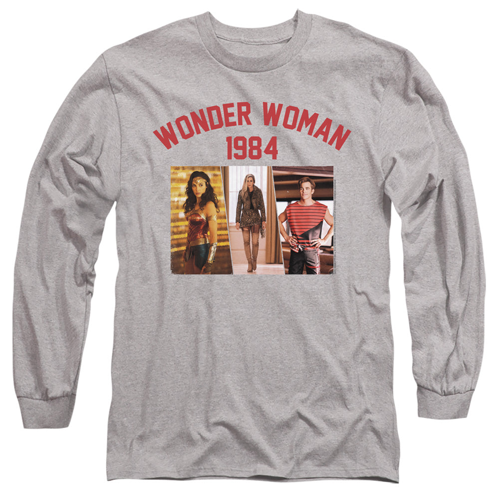 Wonder Woman 84 Collegiate Montage Mens Long Sleeve Shirt Athletic Heather