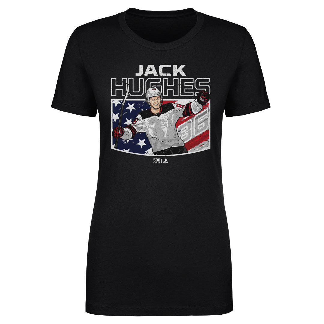 Jack Hughes New Jersey American Flag WHT