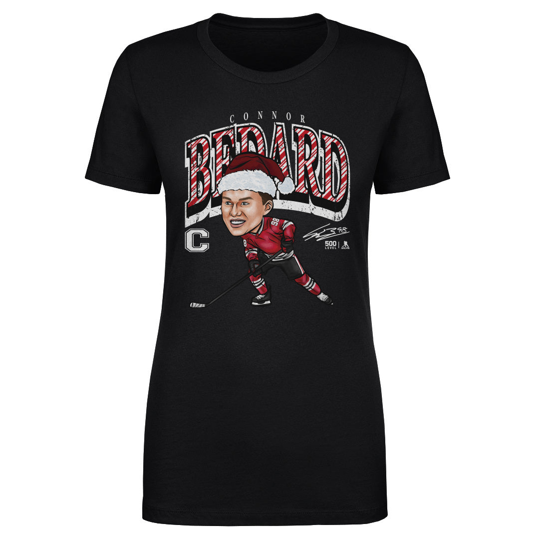 Connor Bedard Chicago Cartoon Santa Hat WHT